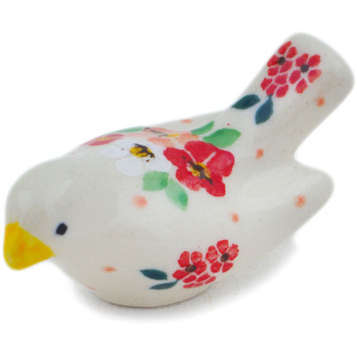 Polish Pottery Bird Figurine 2&quot; Pink Divinity UNIKAT