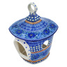 Polish Pottery Birdhouse 9&quot; Blue Poppy Circle UNIKAT