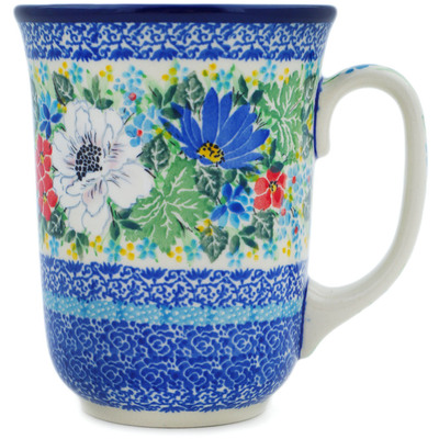 Polish Pottery Bistro Mug Anemone Bunch UNIKAT