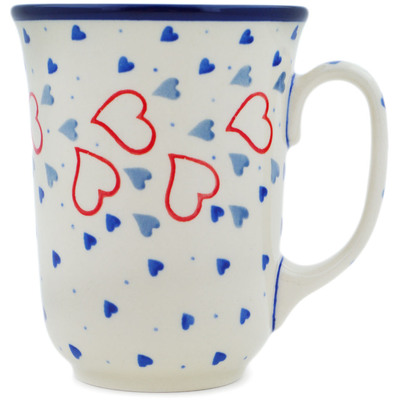 Polish Pottery Bistro Mug Blooming Hearts