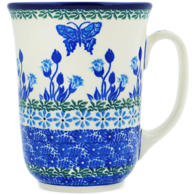 Polish Pottery Bistro Mug Blue Butterfly