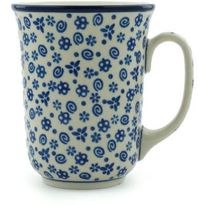 Polish Pottery Bistro Mug Blue Confetti