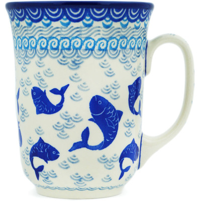 Polish Pottery Bistro Mug Blue Herring Waters