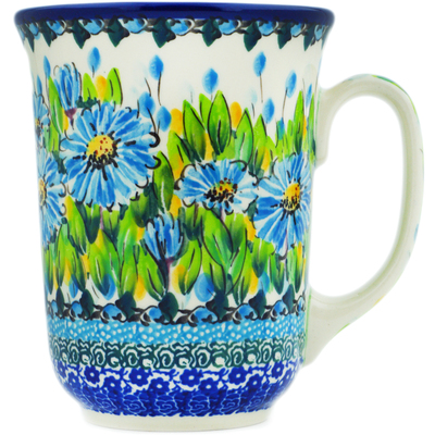 Polish Pottery Bistro Mug Bouquet Azul UNIKAT