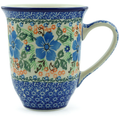 Polish Pottery Bistro Mug Brilliant Pansy UNIKAT