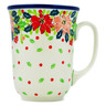 Polish Pottery Bistro Mug Christmas Flower UNIKAT