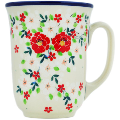 Polish Pottery Bistro Mug Festive Mistletoe UNIKAT