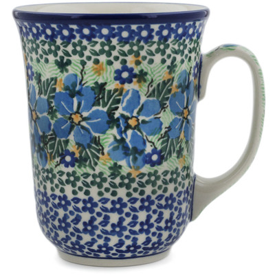 Polish Pottery Bistro Mug Floral Blue Dreams UNIKAT