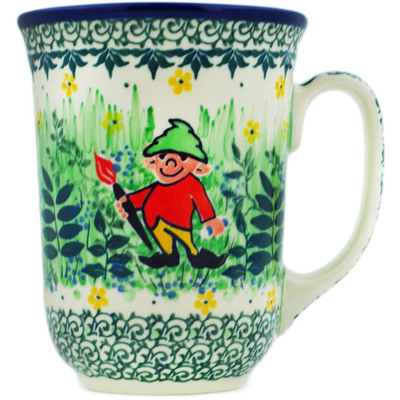 Polish Pottery Bistro Mug Green Tranquility UNIKAT