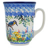Polish Pottery Bistro Mug Kingfisher Bird UNIKAT