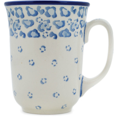 Polish Pottery Bistro Mug Light Blue Leopard