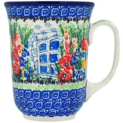 Polish Pottery Bistro Mug My Garden Window UNIKAT