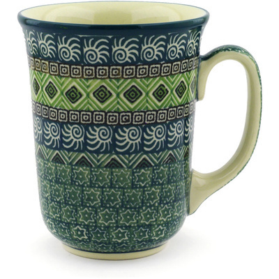 Polish Pottery Bistro Mug Olive Aztek