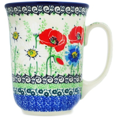 Polish Pottery Bistro Mug Polish Wildflowers UNIKAT