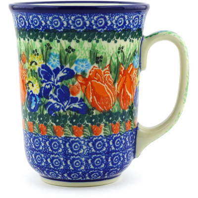 Polish Pottery Bistro Mug Spring Tulips UNIKAT