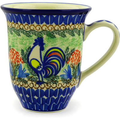 Polish Pottery Bistro Mug Summer Rooster UNIKAT