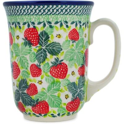 Polish Pottery Bistro Mug Summer Strawberry UNIKAT
