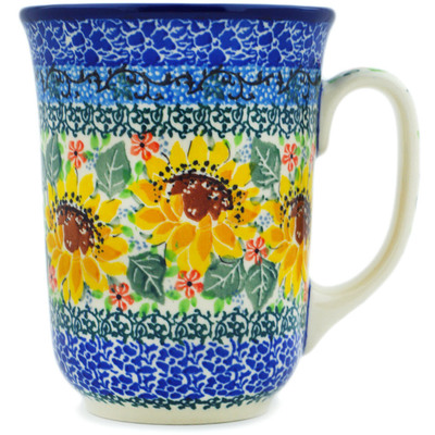Polish Pottery Bistro Mug Summer Sunflowers UNIKAT