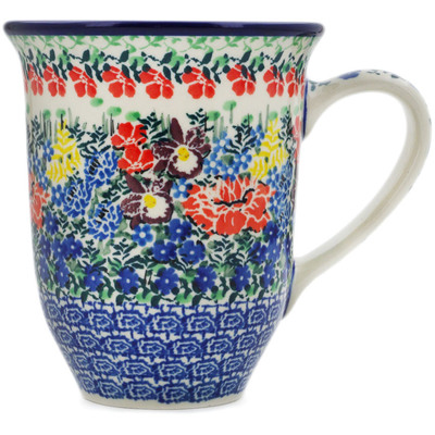 Polish Pottery Bistro Mug Unique Garden UNIKAT