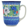 Polish Pottery Bistro Mug White Anemone Flowers UNIKAT