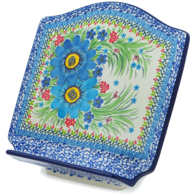 Polish Pottery Book Stand 9&quot; Springtime Flowers Bouquet UNIKAT