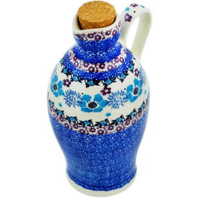 Polish Pottery Bottle 19 oz Blooming Blues