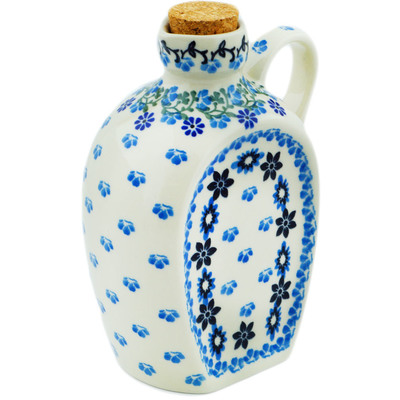 Polish Pottery Bottle 19 oz Blue Drops