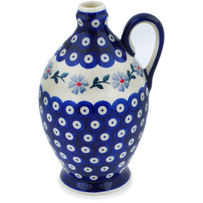 Polish Pottery Bottle 19 oz Peacock Forget-me-not