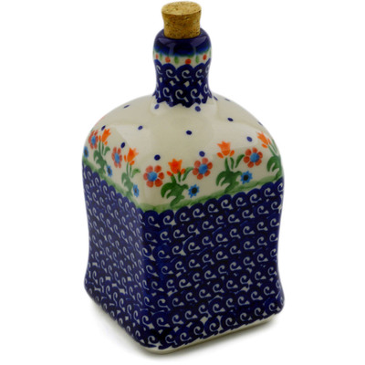Polish Pottery Bottle 21 oz Spring Flowers