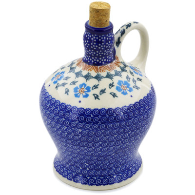 Polish Pottery Bottle 40 oz Blue Cornflower