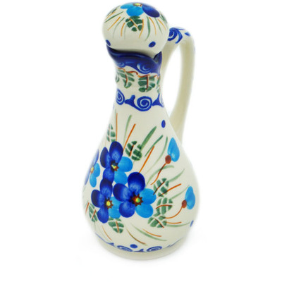 Polish Pottery Bottle 5 oz Blue Pansy