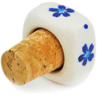 Polish Pottery Bottle Stopper 2&quot; Forget-me-not Meadow