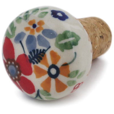 Polish Pottery Bottle Stopper 2&quot; Summer Bouquet UNIKAT