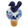 Polish Pottery Bottle Stopper 3&quot; Peacock Forget-me-not