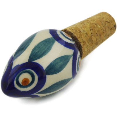Polish Pottery Bottle Stopper 3&quot; Peacock