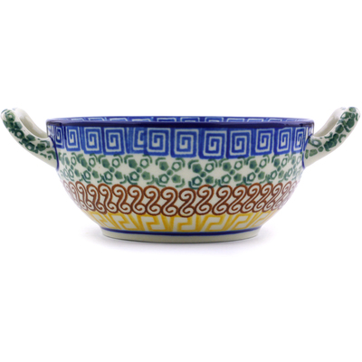 Polish Pottery Bouillon Cup 10 oz Grecian Sea