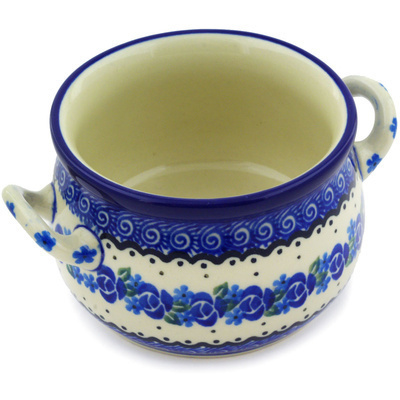 Polish Pottery Bouillon Cup 12 oz Blue Bud Sea