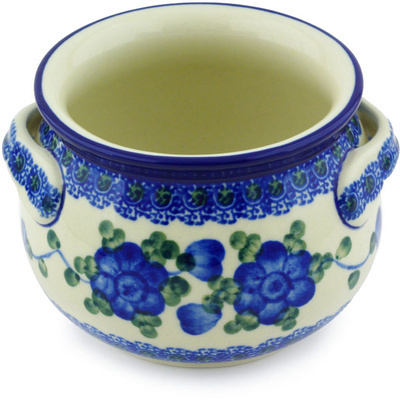 Polish Pottery Bouillon Cup 13 oz Blue Poppies