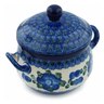 Polish Pottery Bouillon Cup with Lid 12 oz Blue Poppies