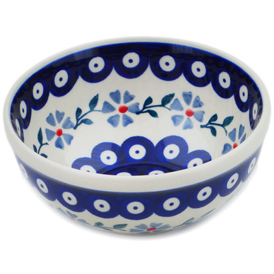 Polish Pottery Bowl 0&quot; Peacock Forget-me-not