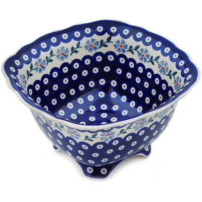 Polish Pottery Bowl 0&quot; Peacock Forget-me-not