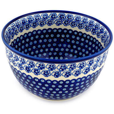 Polish Pottery Bowl 10&quot; Aloha Blue