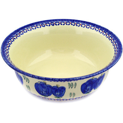Polish Pottery Bowl 10&quot; Blue Bulbs