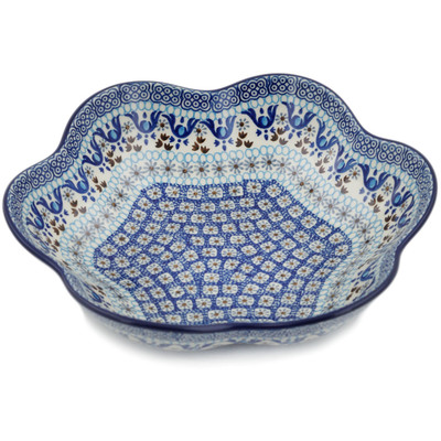 Polish Pottery Bowl 10&quot; Blue Ice