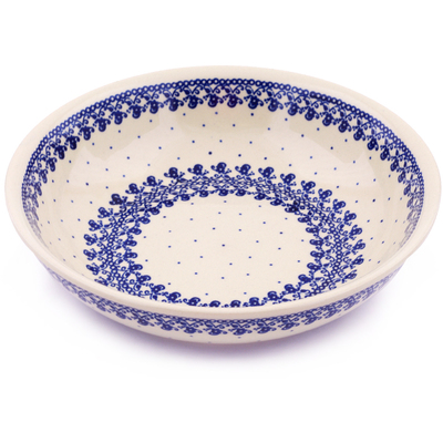 Polish Pottery Bowl 10&quot; Blue Lace Vines