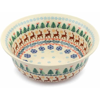 Polish Pottery Bowl 10&quot; Christmas Fesitval