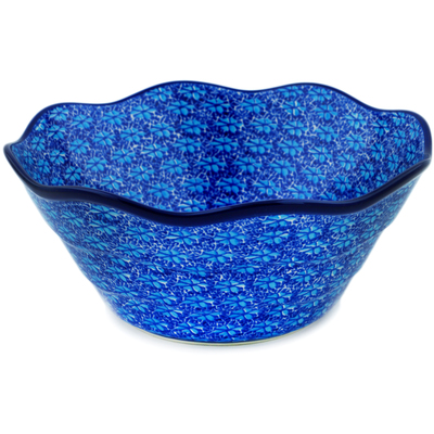 Polish Pottery Bowl 10&quot; Deep Into The Blue Sea