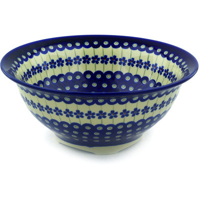 Polish Pottery Bowl 10&quot; Flowering Peacock