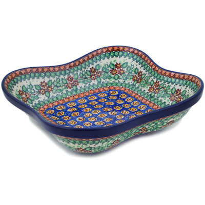 Polish Pottery Bowl 10&quot; Maple Leaves UNIKAT