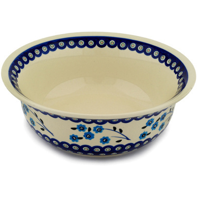 Polish Pottery Bowl 10&quot; Peacock Poppies
